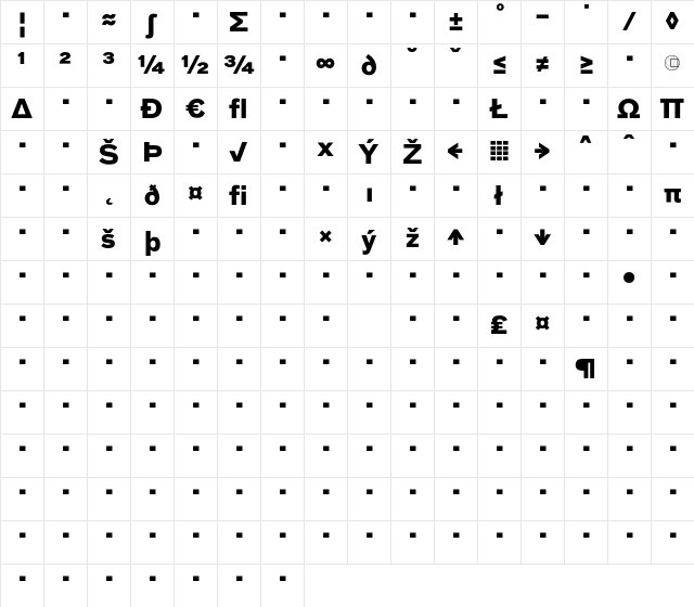 Bau-BoldExpert Regular Character Map