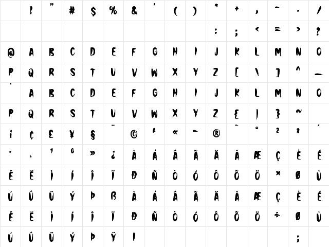 Dark Mood Regular Character Map Dark Mood Regular Character Map
