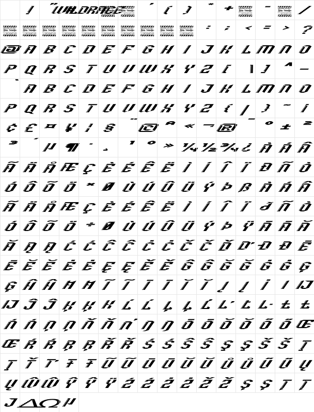 Wildrace Personal Use Regular Character Map Wildrace Personal Use Regular Character Map