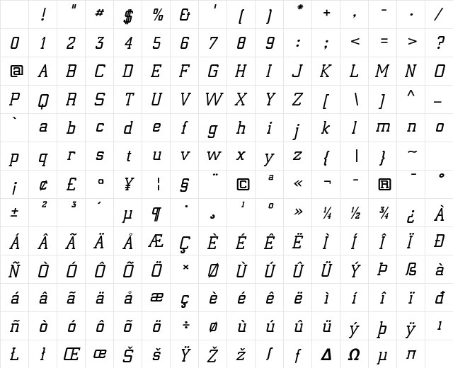 Electrum ADF Exp Lt Bold Italic Character Map Electrum ADF Exp Lt Bold Italic Character Map
