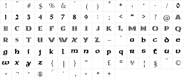 Pauls Celtic Font 3 Regular Character Map