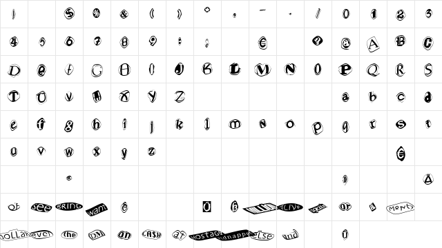 BlackMailK Regular Character Map BlackMailK Regular Character Map