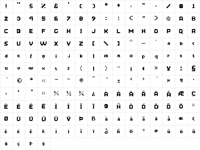 ActionBitter Regular Character Map ActionBitter Regular Character Map