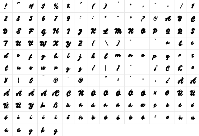 Chillink Regular Character Map Chillink Regular Character Map