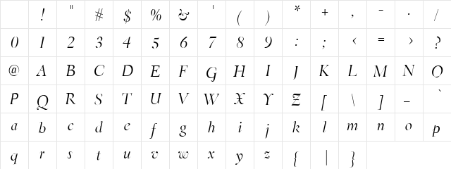 EldoradoLight Regular Character Map EldoradoLight Regular Character Map