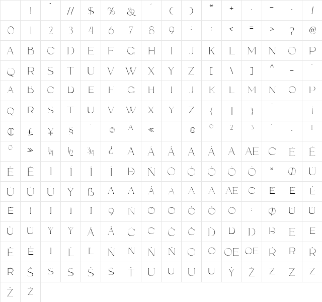 Mirande Regular Character Map