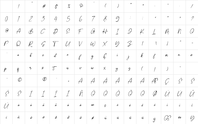 Stthomas Script Regular Character Map