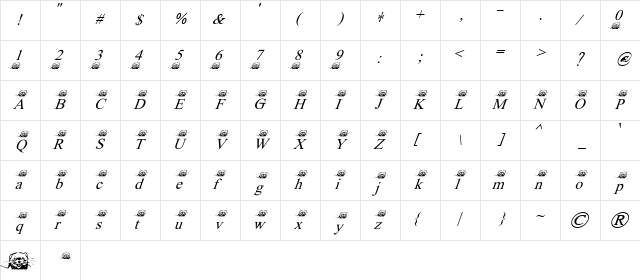 FerretsRTopsItalics Regular Character Map FerretsRTopsItalics Regular Character Map