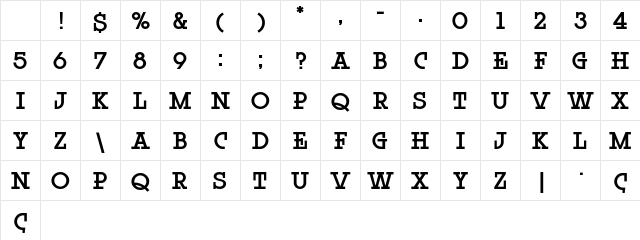 Rock Titling DemiBold Trial Character Map