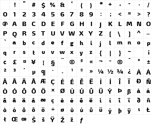 MaxDemiSerifLF-ExtraBold Regular Character Map MaxDemiSerifLF-ExtraBold Regular Character Map