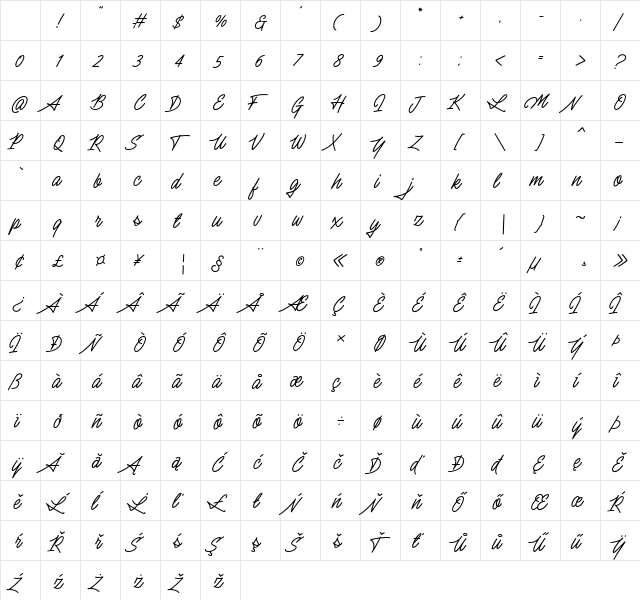 Silent Fighter Regular Character Map Silent Fighter Regular Character Map