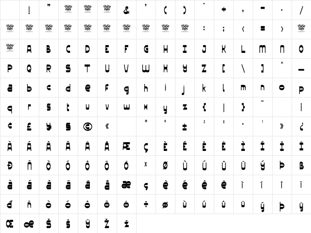 VERMOST Regular Character Map VERMOST Regular Character Map