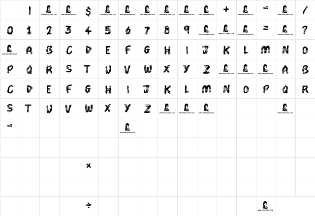 Brush Pains Regular Character Map Brush Pains Regular Character Map