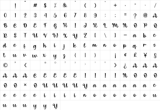 Deli Cake Regular Character Map Deli Cake Regular Character Map