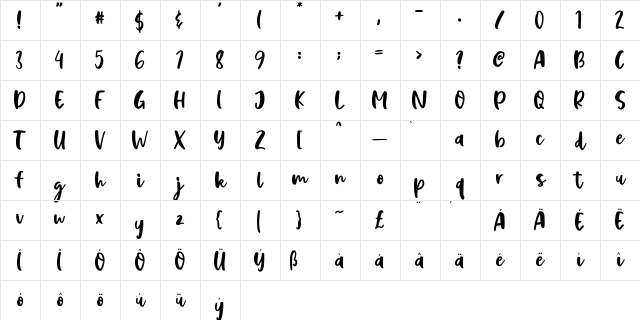 Proper Lady Regular Character Map Proper Lady Regular Character Map