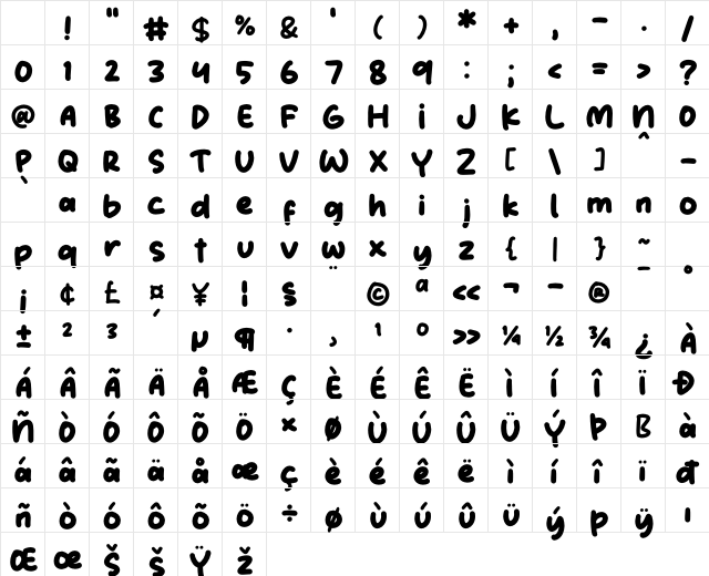 SALTED LEMONS Regular Character Map SALTED LEMONS Regular Character Map