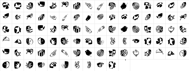 PadBats Regular Character Map