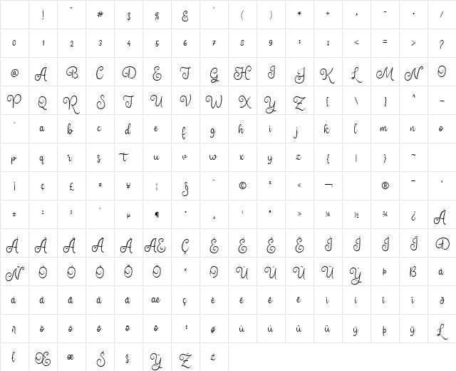 Higher Luck Regular Character Map Higher Luck Regular Character Map