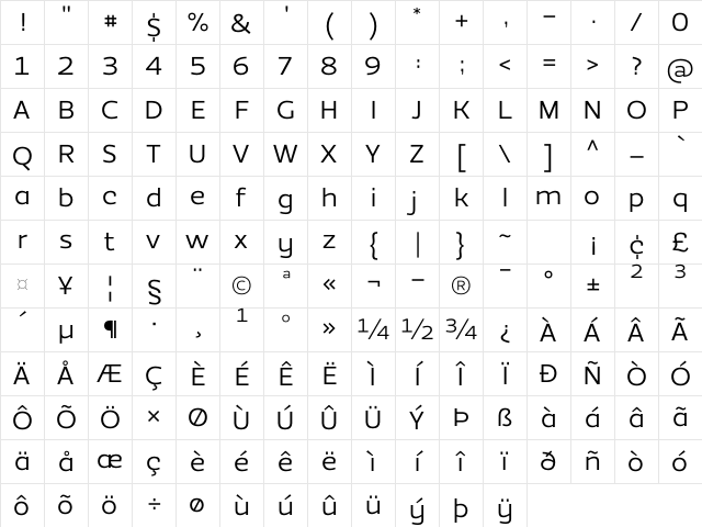 EzzoBookAlt Regular Character Map EzzoBookAlt Regular Character Map