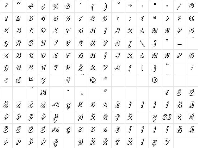 Lazuri  UTOPIC Regular Character Map