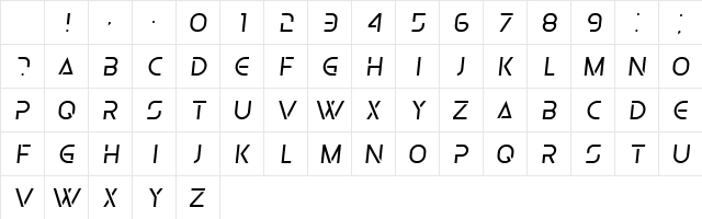 Olga Light Italic Character Map Olga Light Italic Character Map