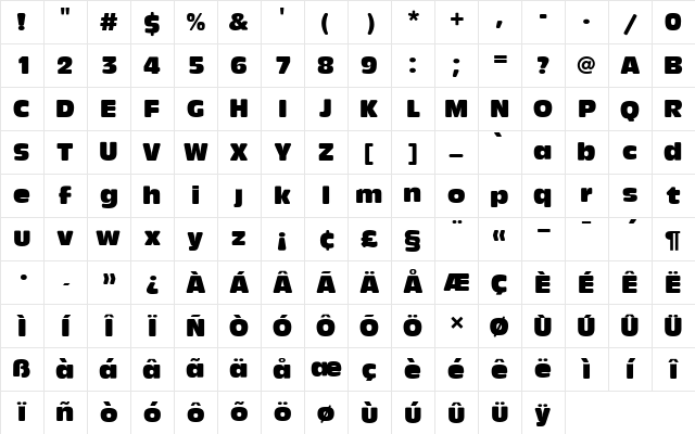 Antique Olive T Ro1 Regular Character Map