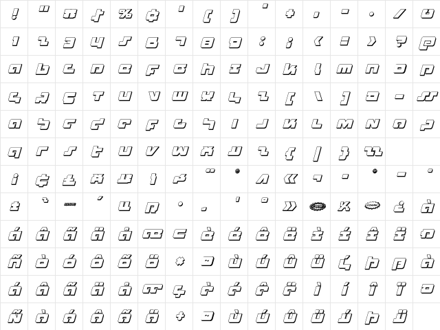 Boomstick 3D Italic Italic Character Map Boomstick 3D Italic Italic Character Map