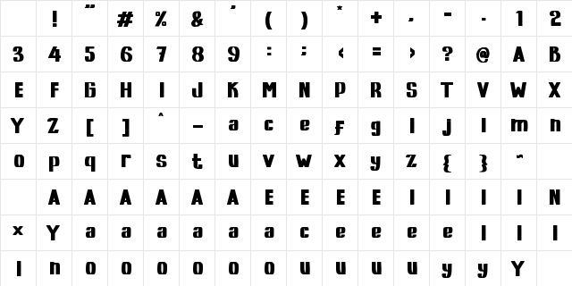 HOMICA Regular Character Map