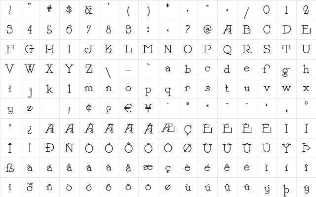 PayzantPen Regular Character Map PayzantPen Regular Character Map