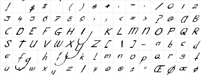 Mary Ate A Little Lamb Italic Character Map