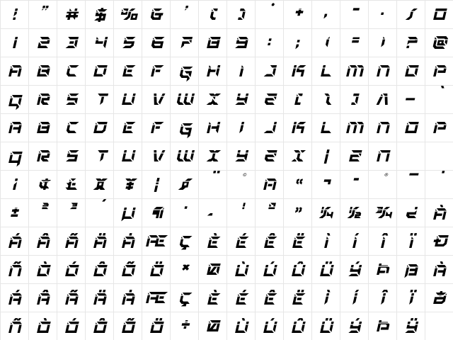 Zero Prime Laser Italic Italic Character Map Zero Prime Laser Italic Italic Character Map