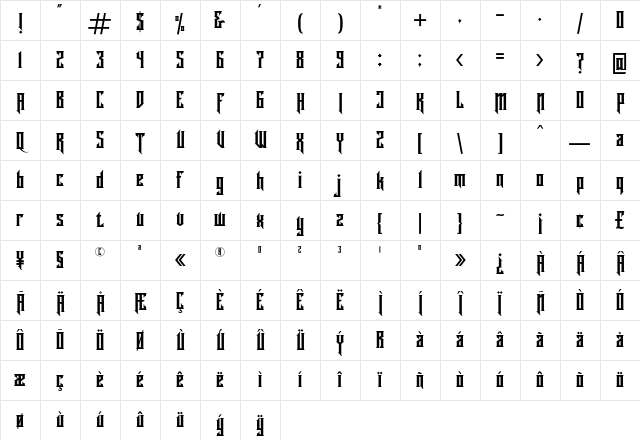 Rademos Regular Character Map