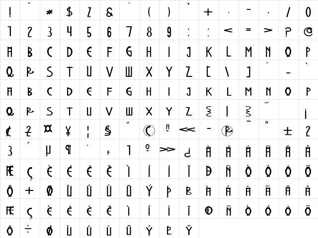 TanQiwing Regular Character Map