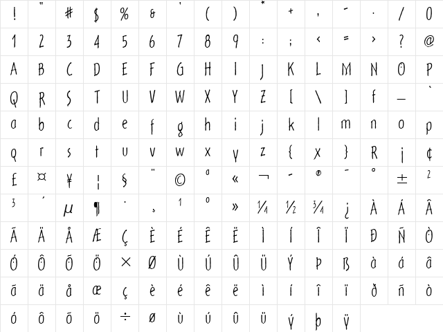 Out of the Fridge ITC Light Character Map Out of the Fridge ITC Light Character Map