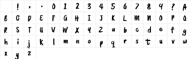 BRUSHMOSH! Demo Regular Character Map BRUSHMOSH! Demo Regular Character Map