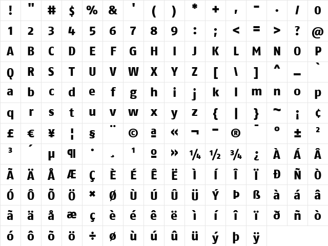 FagoNoLf Extrabold Character Map
