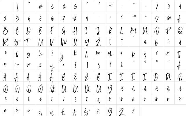 Slabor Brush Regular Character Map Slabor Brush Regular Character Map