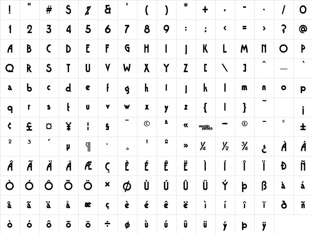Tango Regular Character Map Tango Regular Character Map