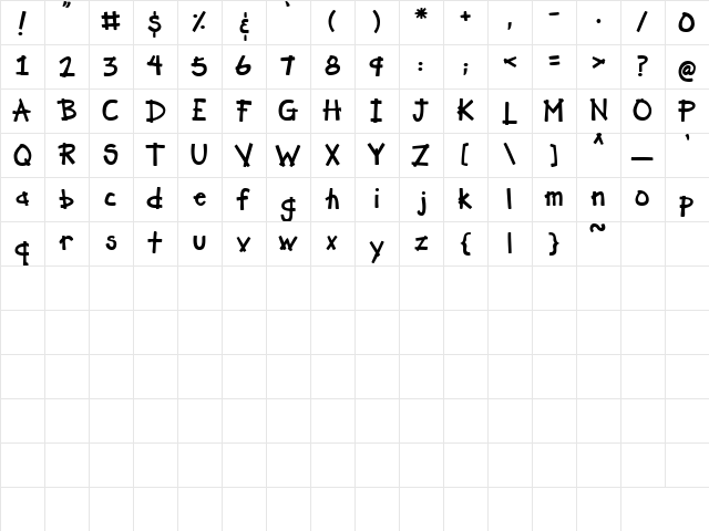 PC Chopsticks Regular Character Map