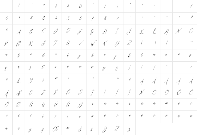 Pariss Hillton Italic Character Map Pariss Hillton Italic Character Map