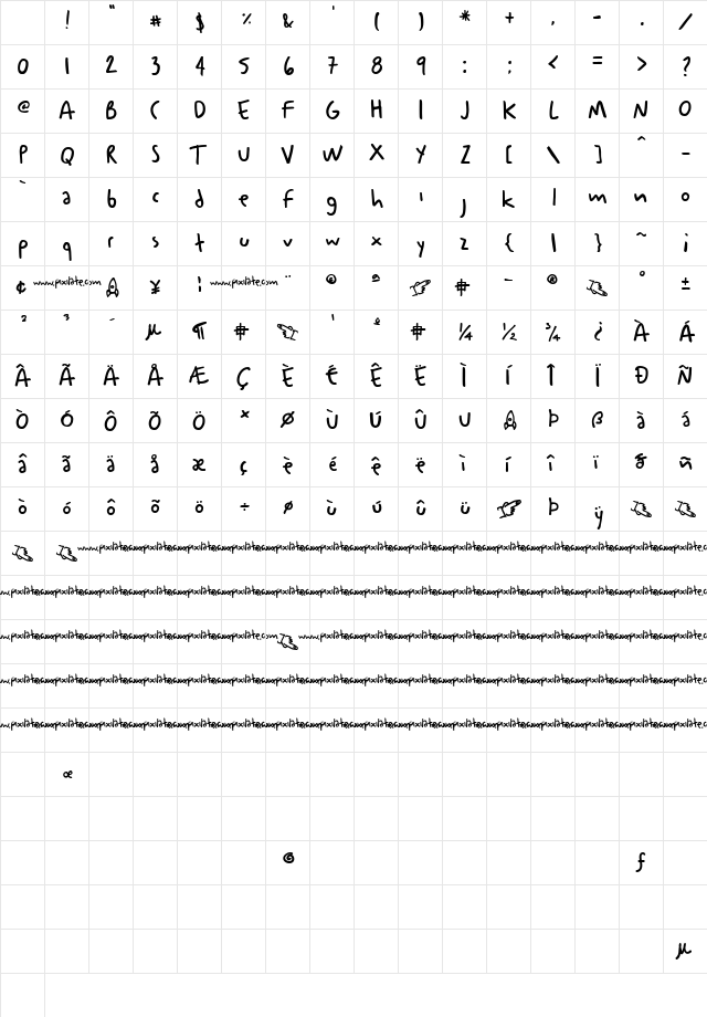 Onder Bold Character Map Onder Bold Character Map