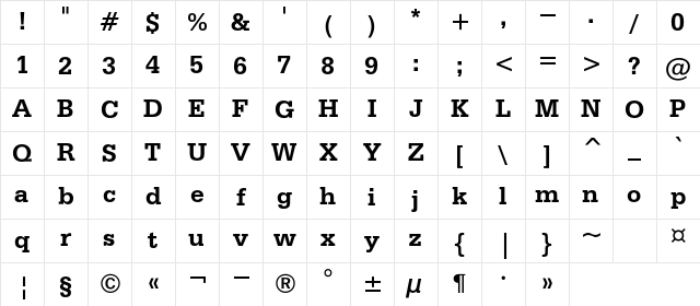 CredisC Bold Character Map CredisC Bold Character Map