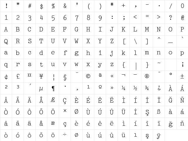 00538 Regular Character Map