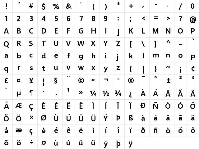 Selawik Semibold Character Map