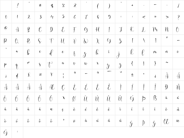 Michalina Regular Character Map