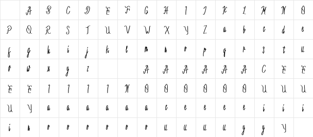Caset Cusut Regular Character Map Caset Cusut Regular Character Map