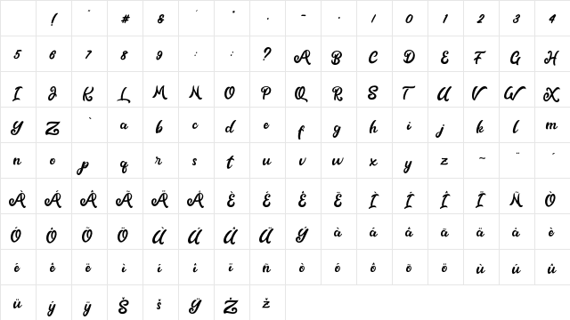 Metal Ink Regular Character Map Metal Ink Regular Character Map