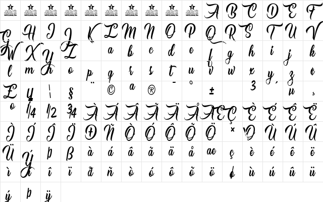 Caranda Personal Use Regular Character Map Caranda Personal Use Regular Character Map