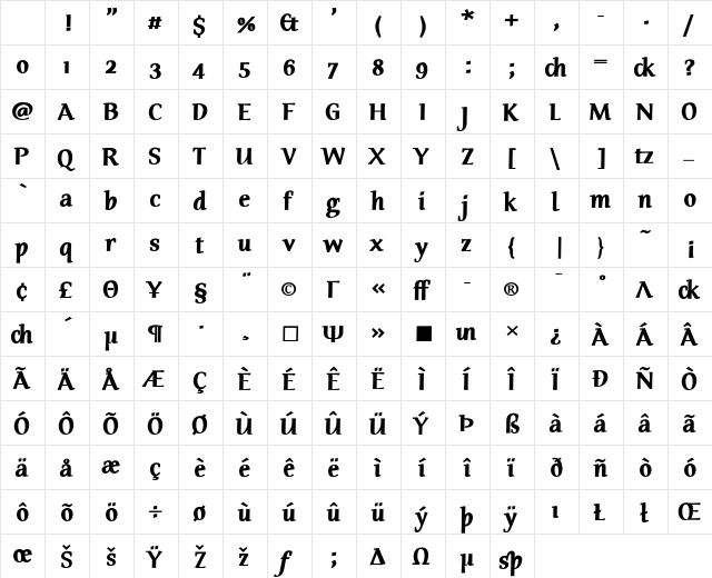 TarquiniusPlus ExtraBold Character Map TarquiniusPlus ExtraBold Character Map