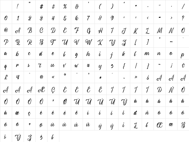Backrush Regular Character Map Backrush Regular Character Map